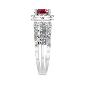 Elegante anillo de bodas de lujo de plata 925 Rubí natural Baguette Diamante Chapado en oro blanco Piedra preciosa roja Estilo clásico Certificado IGI - Product Image 2
