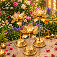Support de bougie en laiton en forme de lotus, écologique, fait main, classique, élégant, très vendu, centre de table de Noël, décoration d'intérieur