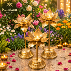 Brass Metal Lotus Candle <b>Stand</b> Eco-Friendly Handmade Classical Beautiful Elegance Hot Sell Christmas Centerpiece Home Decoration - Product Image 1
