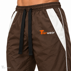 Jiiier Wear Men Windproof Color Blocked Pants Side Stripe Drawstring <b>Elastic</b> <b>Waist</b> Jogger Windbreaker <b>Trousers</b> - Product Image 5