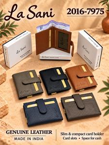 Porte-cartes de crédit fin en cuir véritable La Sani avec espace pour espèces - Product Image 1