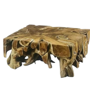 High Quality Teak Root Natural Rustic Wholesale Ditya <b>Square</b> Coffee Table Wooden Living Room Furniture Unique Organic Design - Product Image 2