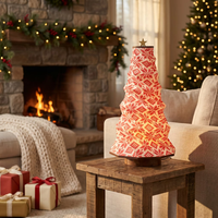 Arbre de Noël pliable style origami, coque en bois massif avec abat-jour en Tyvek, LED colorées chaudes pour la décoration de la maison