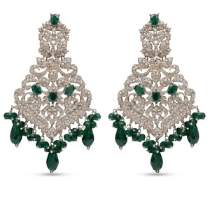 Elegant Ruby <b>Red</b> Gemstone Drop <b>Earrings</b> Vintage Silver Rhinestone Chandelier Statement <b>Earrings</b> - Product Image 3