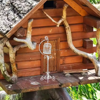 Metal tel kuş kafesi bebek evi minyatür kuş kafesi standı Pet aksesuar tel ferforje metal asılı kuş kafesi