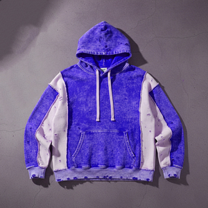 Sudaderas con capucha y cremallera personalizadas, con lavado ácido, estampadas, estilo streetwear, vintage, con apliques gráficos de piedra y bordados, de color liso. - Product Image 1