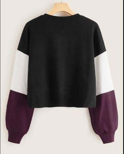 Sweat-shirt vieilli uni en coton respirant pour femme, en coton biologique naturel doux, coupe courte pour le jogging, prix de gros - Product Image 2