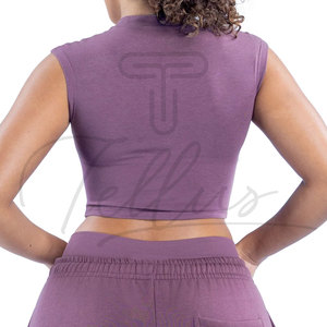 2026 Top Fashion Summer Women Crop Top <b>Clothes</b> Set Round Neck Short Sleeve Women Crop Top Made In Pakistan - Product Image 5