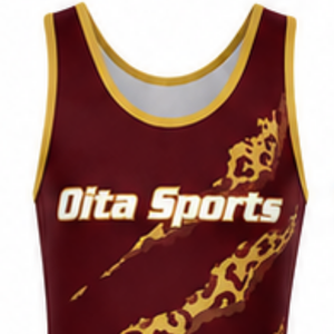 Singlet de Lucha Sublimado en Color Borgoña y Dorado para Hombre, Uniforme Deportivo de Poliéster sin Mangas para Entrenamiento y Competencia de Lucha - Product Image 4