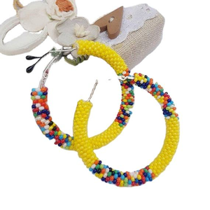 Pendientes hechos a mano con bordado de cuentas de colores azul y naranja, diseño personalizado, para venta al por mayor al mejor precio desde India. - Product Image 6