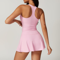 Ensemble uniforme de badminton personnalisé OEM pour femme – Maillot uni avec strass, respirant, séchage rapide, léger, haut court côtelé sans manches