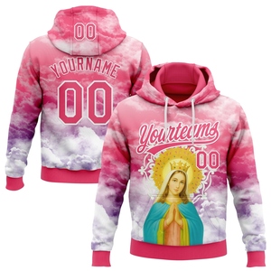 Sweat-shirt à capuche sportif personnalisé OMMIZ INDUSTRY, motif fragmenté noir, rose et blanc, vente en gros - Product Image 5
