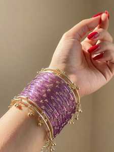 Collection de Churiyan de Mariage Premium pour Femmes, Bracelets Traditionnels Indiens Pakistanais de Style Cachemiri, Plaqué Argent/Or - Product Image 3