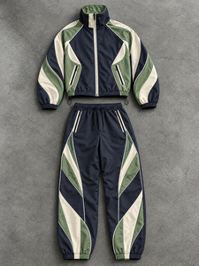Ensemble de survêtement sportif unisexe, veste et pantalon à fermeture éclair intégrale, couleurs contrastées, polyester à séchage rapide, vêtements d'automne - Product Image 4