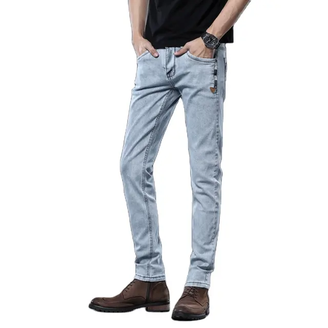 Pantalones vaqueros elásticos para hombre, Jeans holgados de algodón, hechos a medida, venta al por mayor de fábrica