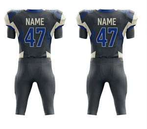 American Football Uniform Men Black Blue <b>White</b> Sublimated Fitted Moisture Wicking Polyester Short Sleeve V-Neck All Seasons - Product Image 5