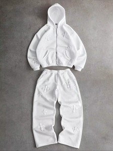 hot selling men's windproof printed <b>tracksuit</b> breathable athletic sports jogger set winter gym sweat suit hooded activewear - Product Image 4