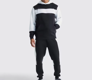 ชุดเสื้อฮู้ดบล็อกสีสำหรับผู้ชาย – เสื้อสเวตเชิ้ตแบบสวมลำลองและกางเกงจ็อกเกอร์ ชุดสตรีทแวร์ 2 ชิ้น - Product Image 1