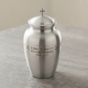 Urna Conmemorativa Plateada Brillante, Urnas Conmemorativas Creativas de Metal, Productos Funerarios para Cenizas Humanas, Artículos de Cremación de la India - Product Image 3
