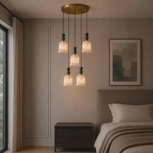 Luminaire suspendu moderne en laiton, forme de fleur, décoration intérieure contemporaine, éclairage pour salon - Product Image 4