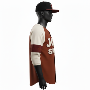 Camiseta de béisbol para hombre, poliéster entrelazado, paneles frontales con botones, logotipo de chenilla personalizado, 100% algodón, corte holgado, estampada. - Product Image 3