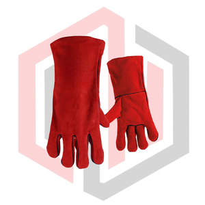Gants de soudure en cuir rouge de haute qualité 11 oz, résistants au feu, anti-coupure, anti-chaleur, respirants, personnalisables, pour électriciens - Product Image 3