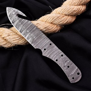 Cuchillo de Acero de Damasco en Blanco para Forjar, Hoja Completa, Tipo Gut Hook, Kit de Cuchillo de Caza de Hoja Fija Personalizado OEM/ODM - Product Image 2