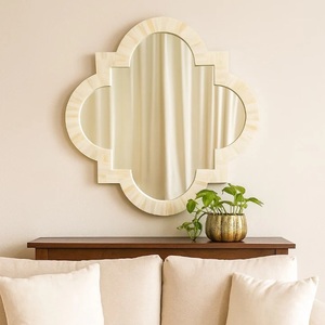 Designer Wooden Accent Mirror Artistic Quatrefoil Shape Sophisticated Decorative Piece for Modern Interiors - Product Image 2