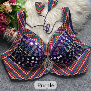 Blouse sans manches coupe pomme en soie italienne douce de qualité export indienne, avec broderies miroir et multi-fils, vente en gros - Product Image 1