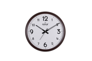 Horloge murale de bureau ronde silencieuse minimaliste moderne Sonam, mouvement à quartz de précision, fonctionne à piles, grands chiffres - Product Image 1
