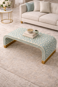 WOODEN ARTISTIC Modern Luxury Bone Inlay Coffee <b>Table</b> with Marble <b>Top</b> Wooden Frame Living Room Storage Ottoman - Product Image 4