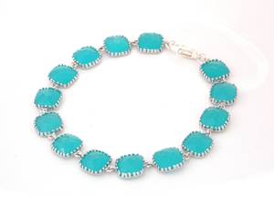 Sterling Silver Alloy Charm Cute Mint Blue Aqua Square Bridesmaid Bridal Jewelry Gift Unisex - Product Image 6