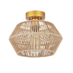 Irregular Flush Mount Ceiling <b>Light</b> Hallway Beige <b>Rope</b> Woven <b>Light</b> Fixture - Product Image 1