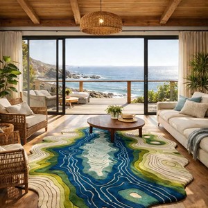 Abstract River Pattern Area Rug Topographic Design Hand Tufted Luxury Carpet Irregular Shape <b>Floor</b> rug Living Room Bedroom Decor - Product Image 2