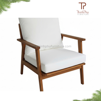 Banc contemporain Monaco 3 places, mobilier d'extérieur écologique, ensemble de canapés en bois d'acacia pour jardin, coussins pliables, hôtels, villas