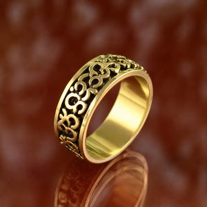 Anillo de latón con símbolo OM, chapado en oro oxidado, anillo religioso hindú, novedad, venta al por mayor, anillo unisex. - Product Image 5