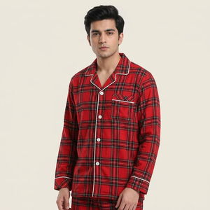 Chemise de nuit en flanelle à carreaux OEM pour homme, manches longues, col rabattu, respirante, décontractée, pour l'hiver - Product Image 1