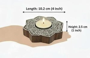 Handmade Wooden Tea Light Candle Holder Carved Floral <b>Hurricane</b> Jar Compact Decorative <b>Lantern</b> for Home Decor - Product Image 3