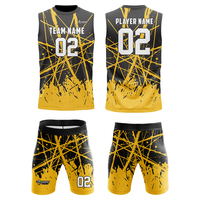 Seragam Flag Football SINEWY SPORTS Hitam Emas Tanpa Lengan, Set Hoodie Bernapas Cepat Kering, Jersey Tim Depan yang Dapat Dipersonalisasi, Celana Pendek