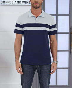 OEM Service Wholesale Breathable Color Block Knitted Print Men's for <b>Shirt</b> Casual Short Sleeve Cotton/Poly Blend Pique - Product Image 6