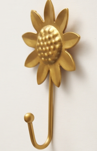 Golden Sunflower Wall <b>Hook</b> Metal Flower Design <b>Hook</b> <b>for</b> Clothing Storage Novelty Style Decorative <b>Hanging</b> Rack - Product Image 2