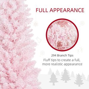 5ft Slim Artificial Christmas Tree with Warm White LED <b>Lights</b> and Snow Flocked <b>Branches</b> Pink-Christmas Decorations - Product Image 6
