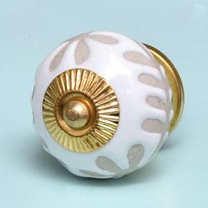 Boutons de meuble en céramique blanche en gros, poignées de tiroir modernes gravées style vintage, boutons de placard, commode et cuisine - Product Image 3