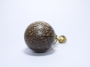 Bela Artisan Handmade Exotic Palm Wood Ball Cabinet <b>Knobs</b> | Natural Grain <b>Furniture</b> Pulls Brass Base | Decorative Wooden <b>Handles</b> - Product Image 3