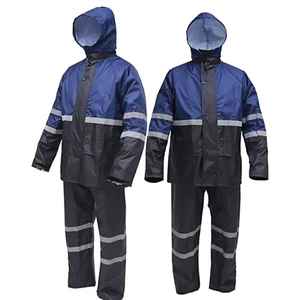 Universal Adult Waterproof Rain Suit Hooded <b>Jacket</b> and Pants Set <b>Reflective</b> PU Eco-Friendly Fabric Outdoor Camping Hiking Wear - Product Image 5