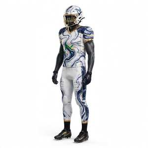 Ensemble de maillot de football NEXTEX pour homme à manches courtes, motif marbré, blanc et bleu marine, en polyester, par sublimation - Product Image 5