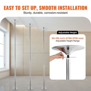 Professionale 45mm resistente in acciaio inox Pole dance Kit portatile palo rimovibile regolabile in altezza per esercizi di Fitness - Product Image 5