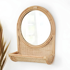 Top Supplier Bathroom <b>Mirror</b> With Shelf Rattan Mirrored Wall Shelves Handcrafted <b>Mirrors</b> by Vietnamese Artisans - Product Image 2