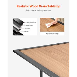 Tavolo da Pranzo da Esterno Rettangolare Effetto Legno in Acciaio da 150 cm per 4-6 Persone con Ombrellone da 1,5 m per Giardino/Cortile - Product Image 3