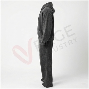 Ensemble de survêtement unisexe gris à manches longues, à capuche, avec fermeture éclair sur le devant, couleur unie, respirant, coupe décontractée, pour l'automne - Product Image 3